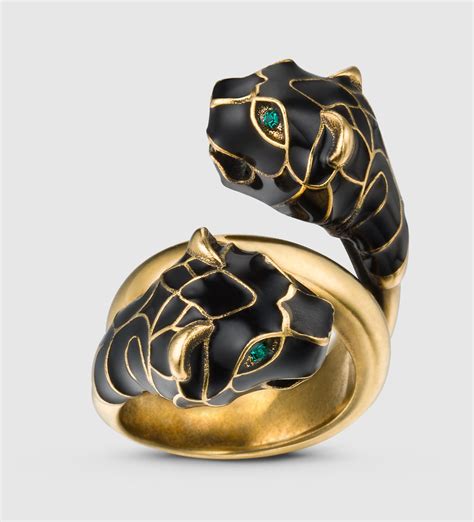 gucci tiger head ring with black enamel|gucci tiger head swarovski.